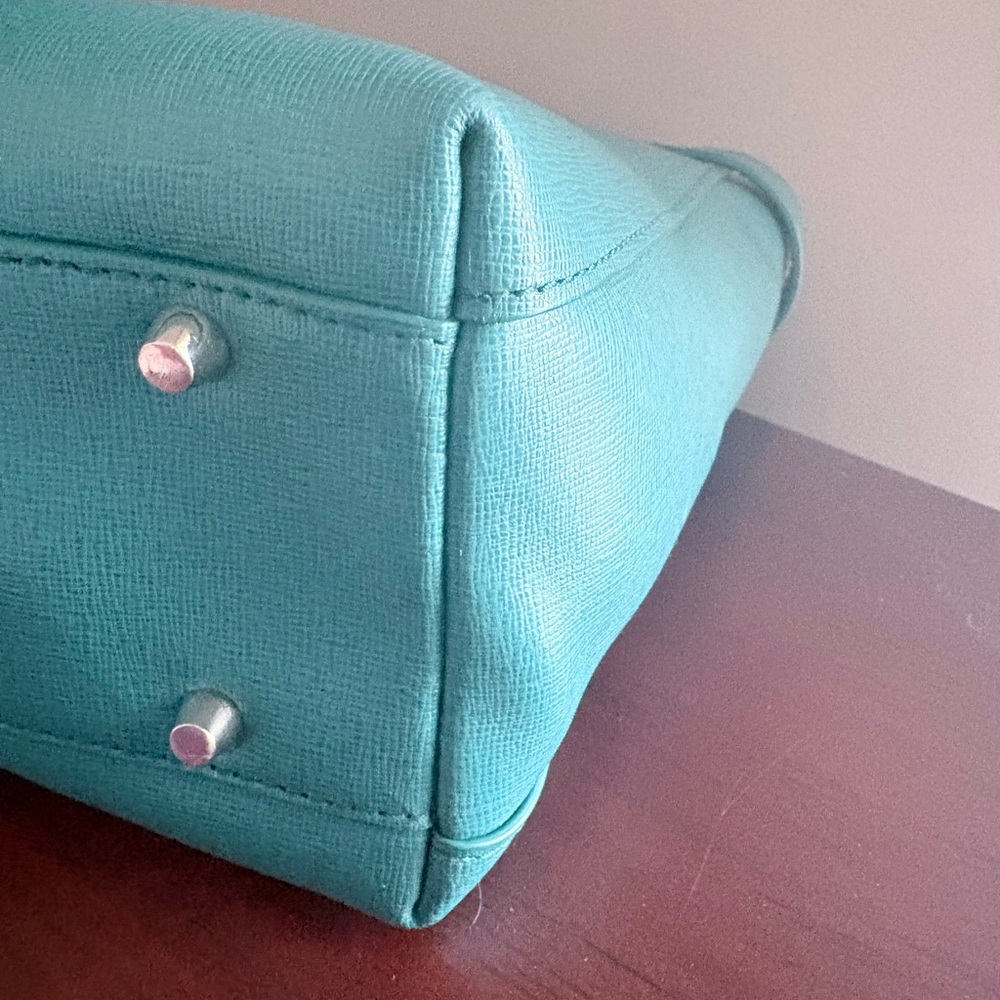 Furla Agata Leather Satchel in Teal Blue. LNC - Picture 13 of 16